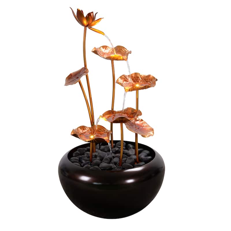 LED Lighted Cascading River Stones Outdoor Garden Water Fountain - 31.5"