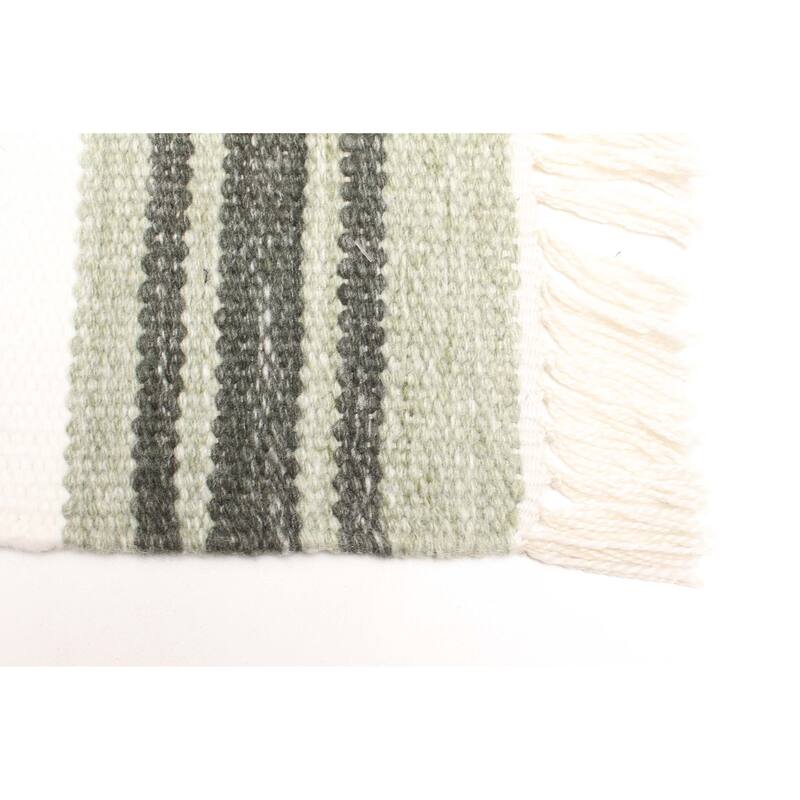 ECARPETGALLERY Flat-Weave Ankara FW Light Green Wool Kilim - 5'2 x 7'8