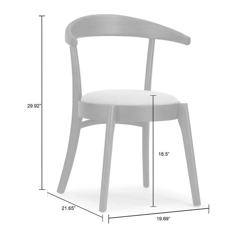 Set of 2 Audra Retro Modern Black Wood Round Chair with Curved Back