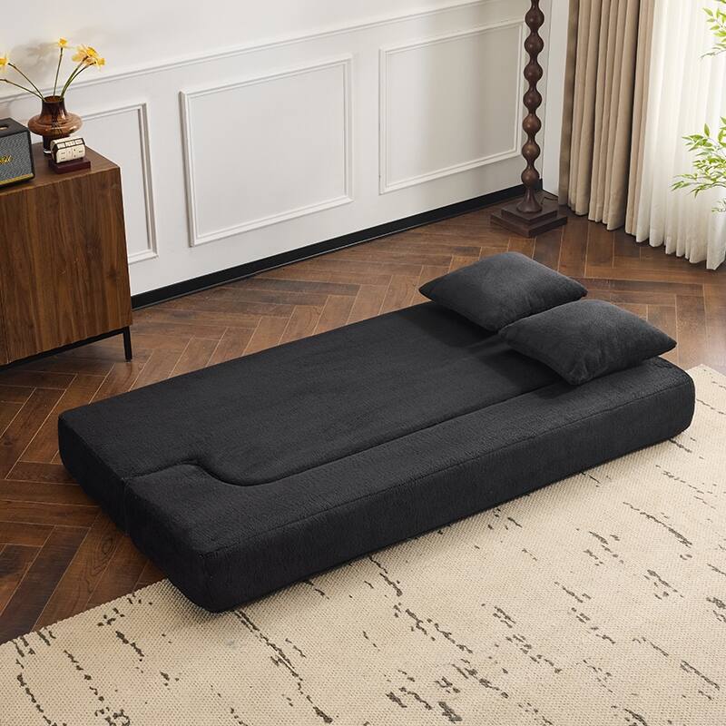 Sectional Sofa With 3 Ottoman Stools - Supportive Foam Fold-Out Bed, Compact Chenille Lounger
