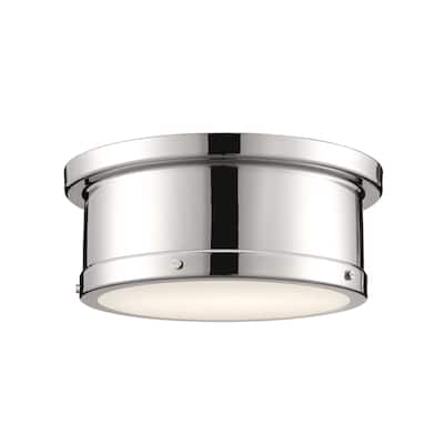 Kichler Lighting Serca 14.25 in. 2-Light Polished Nickel Flush Mount Light