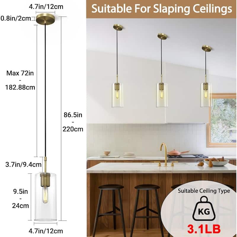 Modern pendant light brass island sink light brass glass hallway light