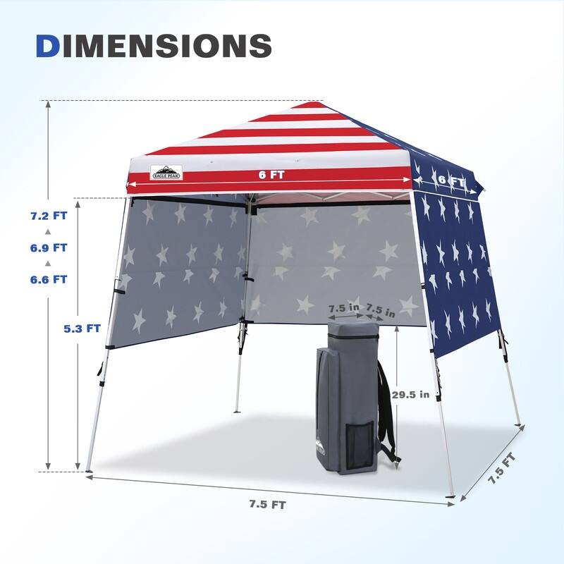 EAGLE PEAK Day Tripper 8x8 Aluminum Super-Lightweight Slant Leg Pop Up Canopy with 3 Removable Walls, Blue