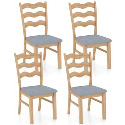 Gymax Dining Chair Set of 4 w/ Padded Seat Hollowed Wave Backrest