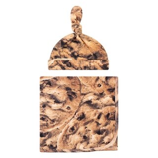Touched by Nature Unisex Baby Organic Cotton Swaddle Blanket and Cap, Cookie, 0-6 Months - Cookie - One Size