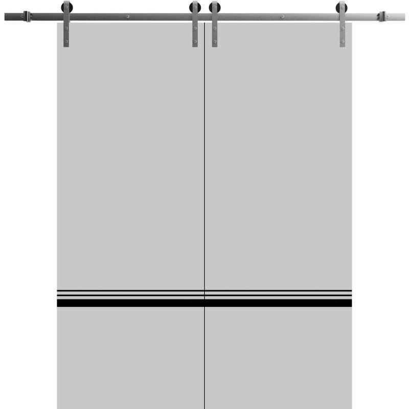 Sturdy Double Barn Door 36 x 80 with Planum 0012 Grey Matte with 13FT - 36" x 84" ( 2* 18x84)