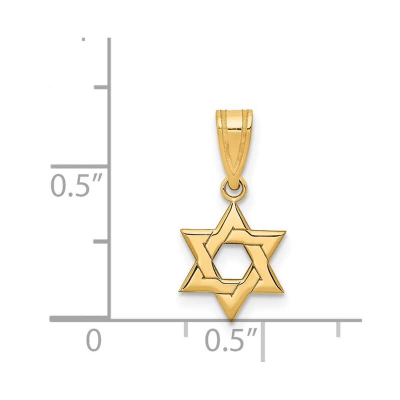 Curata 14k Yellow Gold Solid 18" Polished back Star Of David Pendant Necklace - 11x10mm
