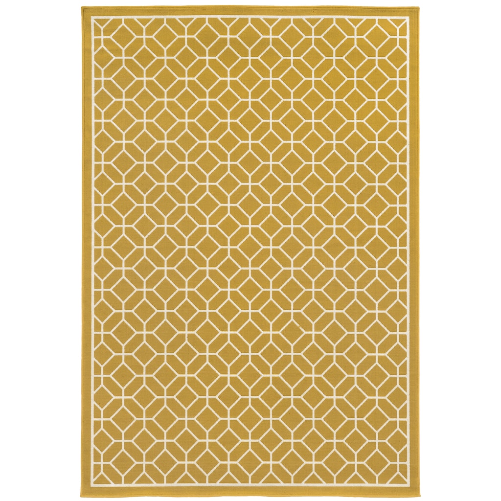 Preston Gold Ivory Geometric Outdoor Casual Area Rug