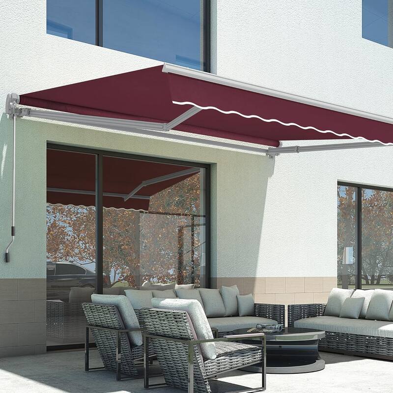 MCombo Patio Awning 8x7 Feet Sunshade Canopy for Manual Retractable Awnings - Burgundy
