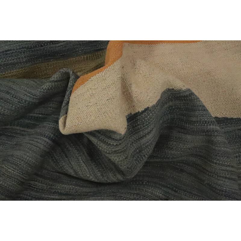 Hand Woven Oriental 100% Wool Carpet Southwestern Modern Oranges & Rust Kilim Area Rug - 12' 9'' X 9' 9''