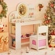 preview thumbnail 5 of 5, Wooden Pretend PlayVanity Table & Chair Set Kids Vanity Set