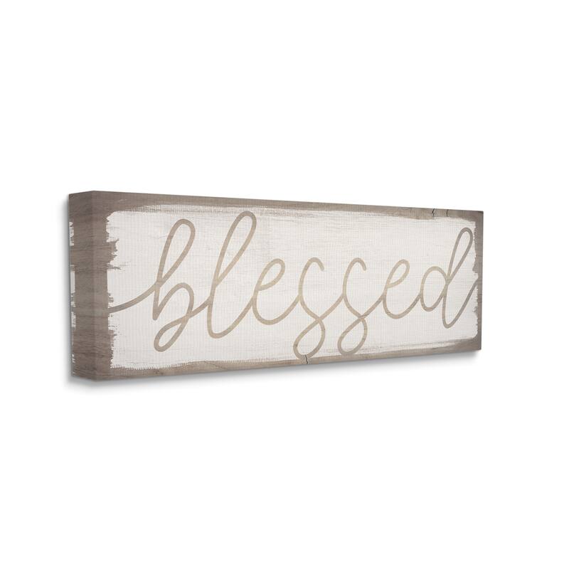 Stupell Charming Blessed Quote Wood Grain Pattern Canvas Wall Art
