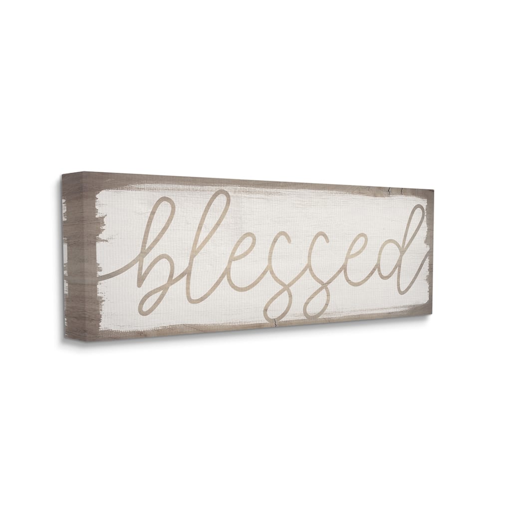 Stupell Charming Blessed Quote Wood Grain Pattern Canvas Wall Art