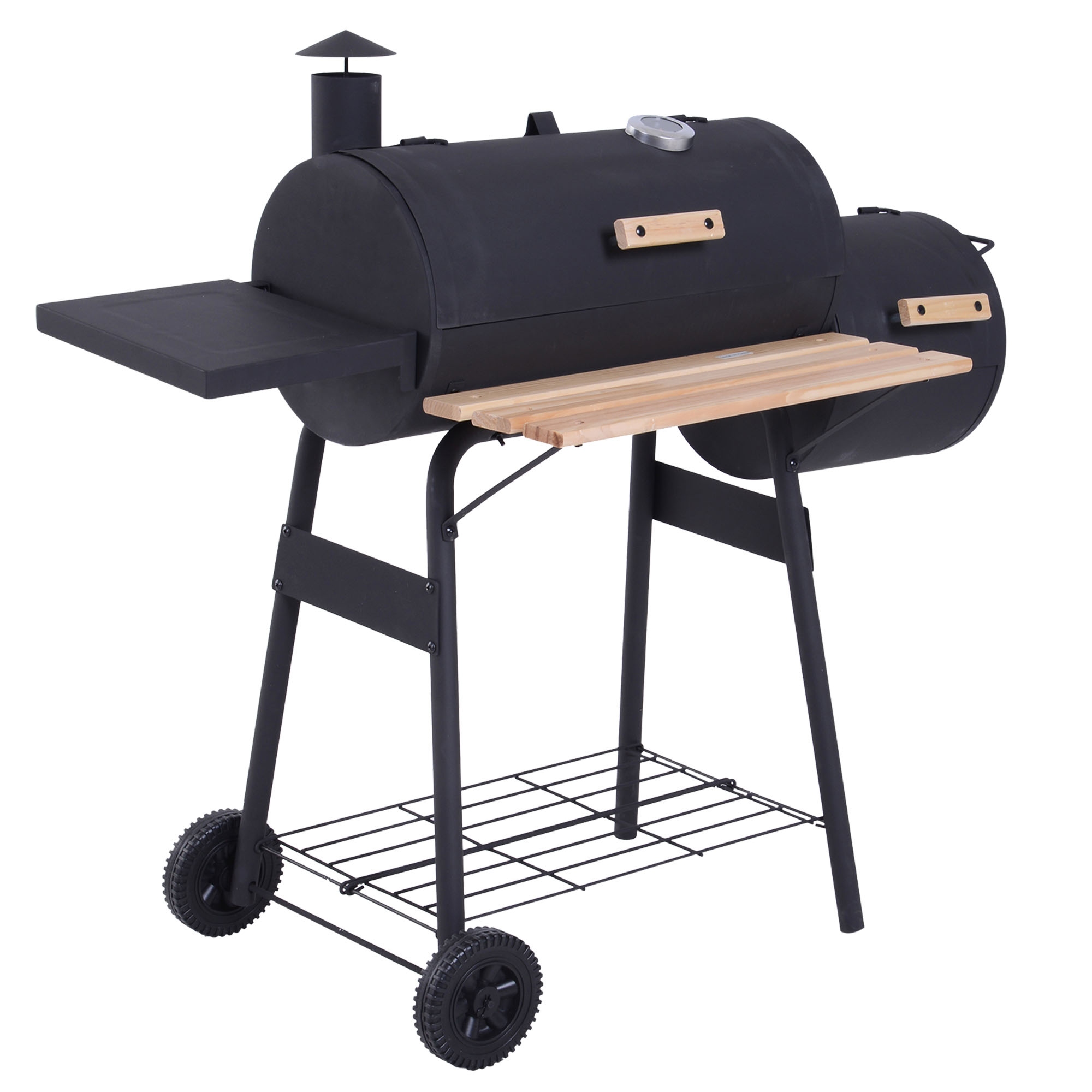 48 Steel Portable Backyard Charcoal BBQ Grill and Offset Smoker Combo with Wheels Assembly Required