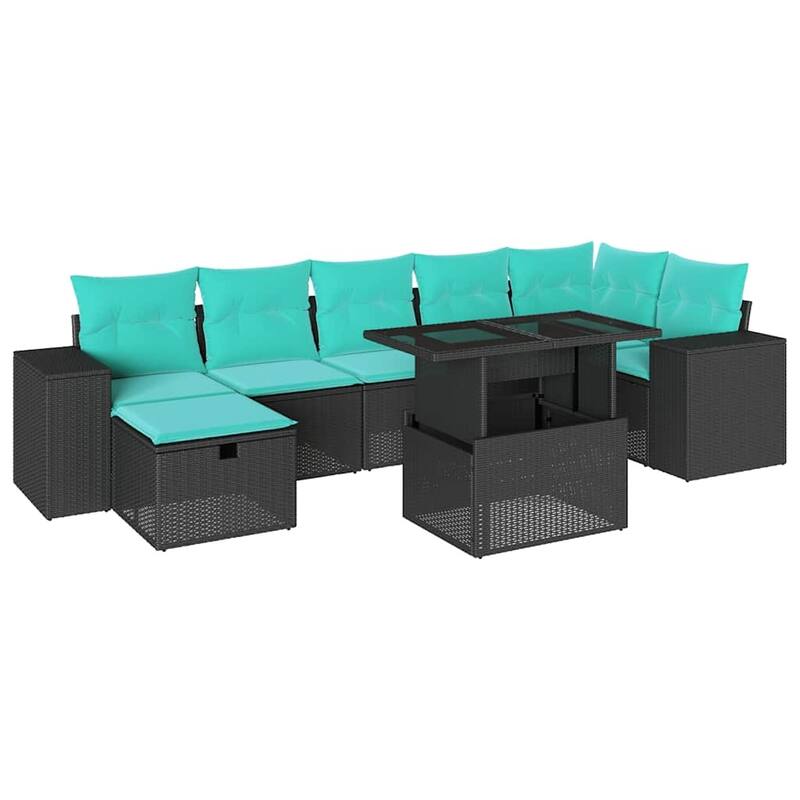 vidaXL Patio Sofa Set with Cushions Sectional Couches 8 Piece Poly Rattan - 24.4 x 24.4 x 27.2