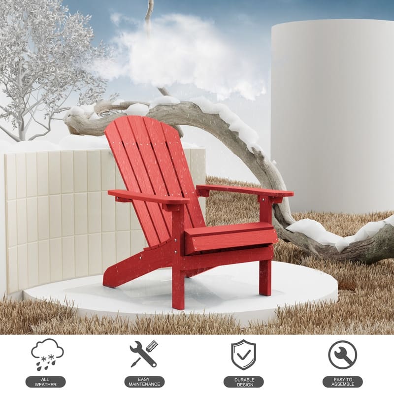 WINSOON All Weather HIPS Outdoor Plastic Adirondack Chairs Set of 4