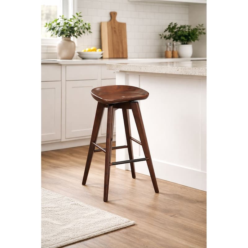Bali Backless Wood Swivel Indoor Barstool - Cappuccino - Bar Height
