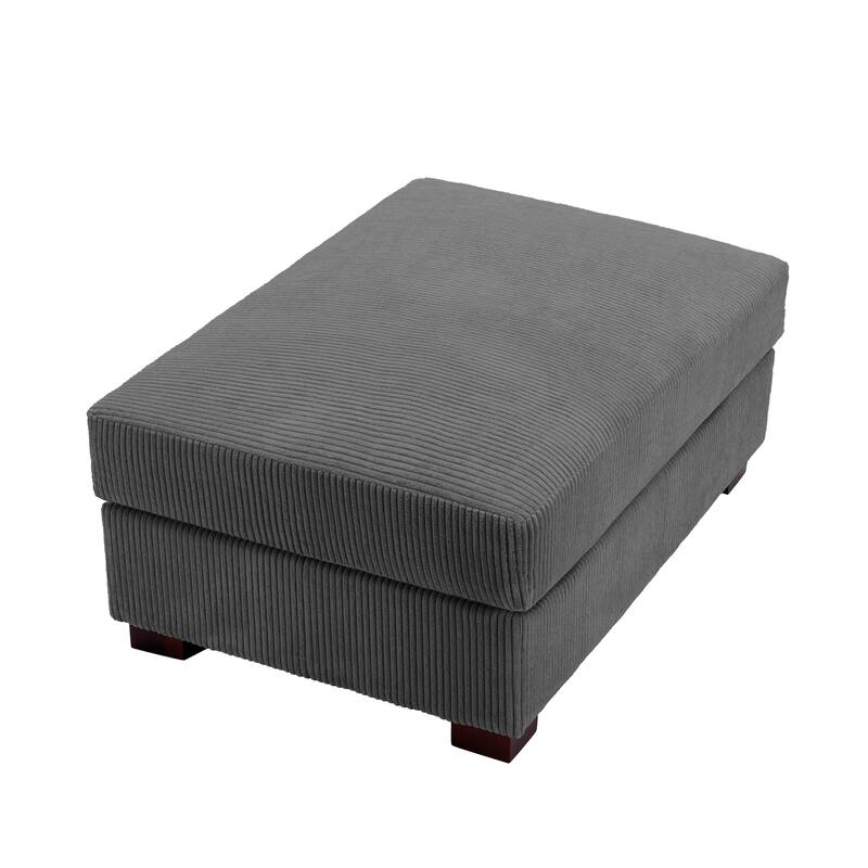Modern Rectangle Oversized Stripe Corduroy Ottoman