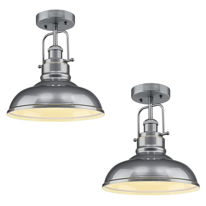 1-light 11 Inch Semi Flush Mount, Ceiling Light - 2 Pack - Grey