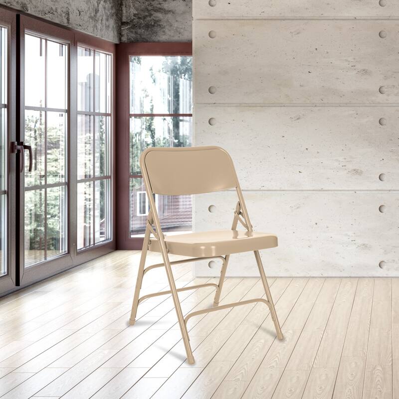 Hampden Furnishings Bernadine Collection All Metal Triple Brace Folding Chair, Pack of 4