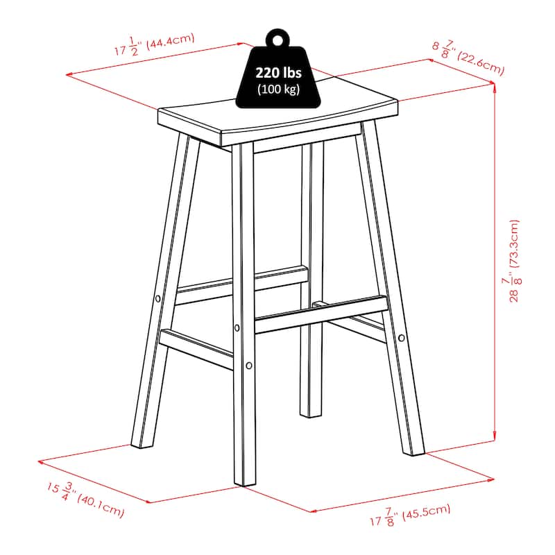 Saddle Seat Bar Stool - 17.91 x 15.79 x 28.86 inches