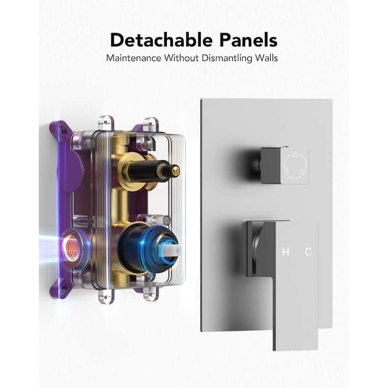 10" High-Pressure Balanced Rainfall Shower System with Handheld Spray & 6 Body Jets