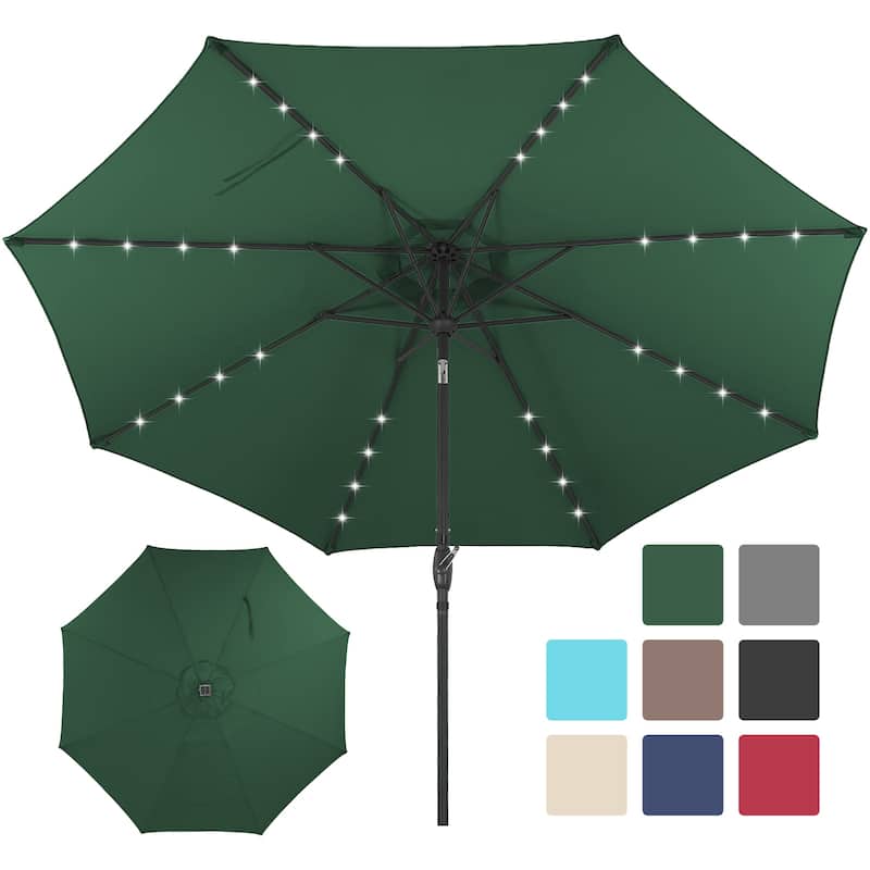 Autlaycil 10FT Solar Power LED Lights Patio Umbrella