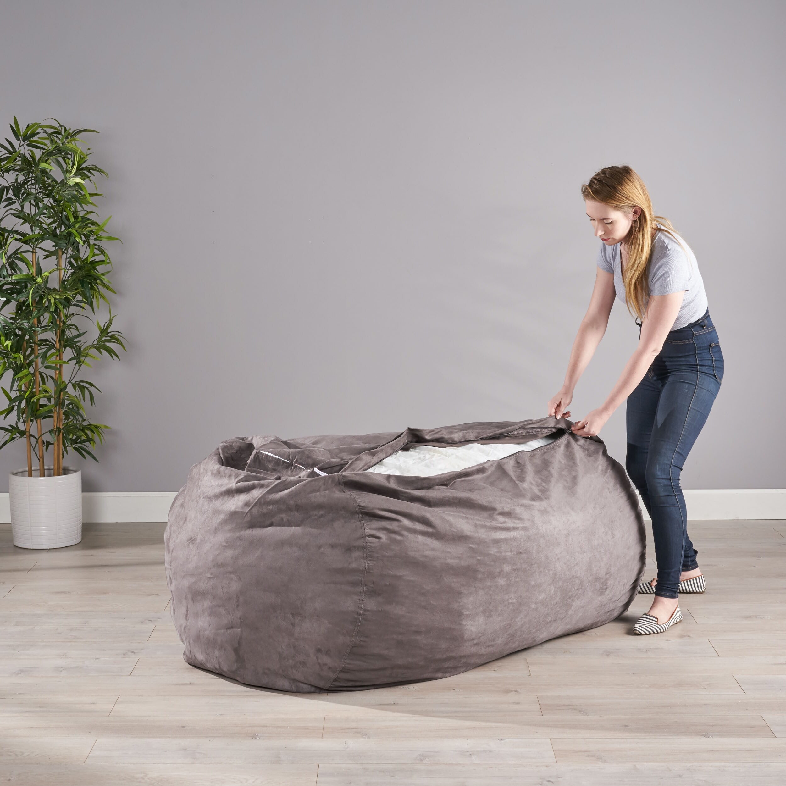 Barracuda 6.5 ft. Suede Bean Bag Replacement Cover Cover Only by