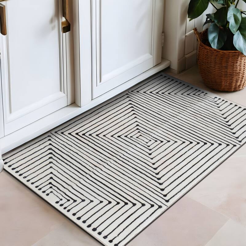 World Rug Gallery Bohemian Stripes Washable Non Slip Area Rug