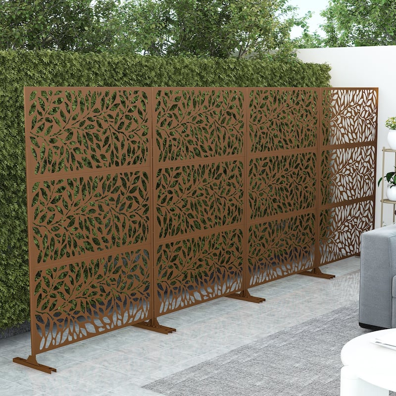 Lirago Metal Privacy Screen Wall Decoration Free Standing-6.3 ft. H X 4 ft. W