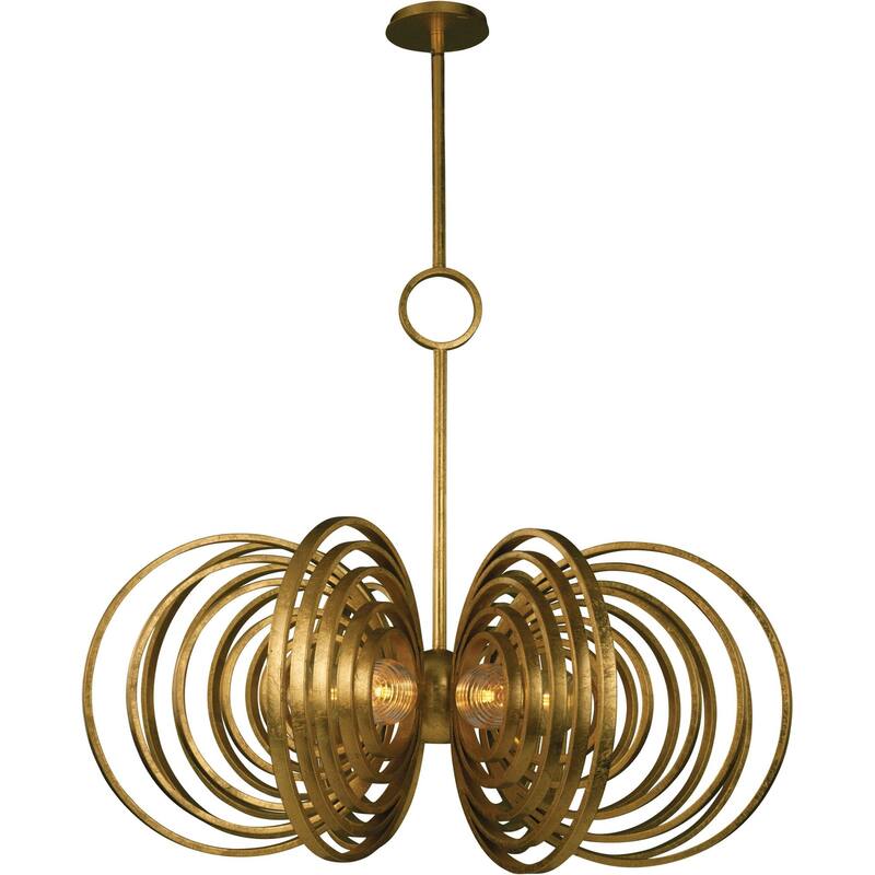 Studio M Frequency 6 Light 33-1/2" Wide LED Chandelier with Ribbed - Gold Leaf