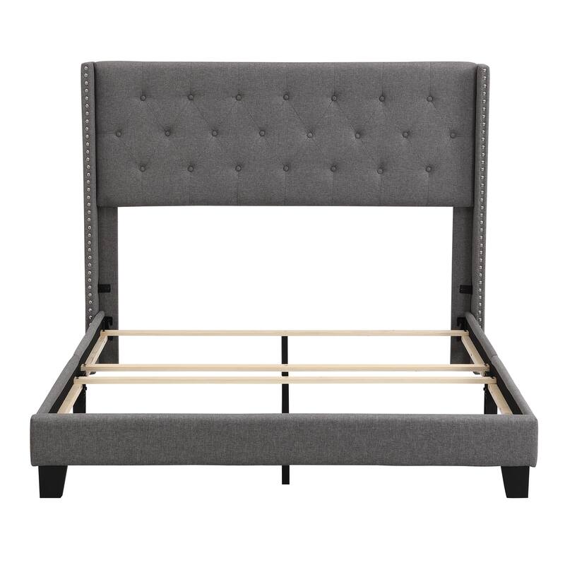 Upholstered Platform Bed,Box Spring Needed,Queen Size Bed Bath
