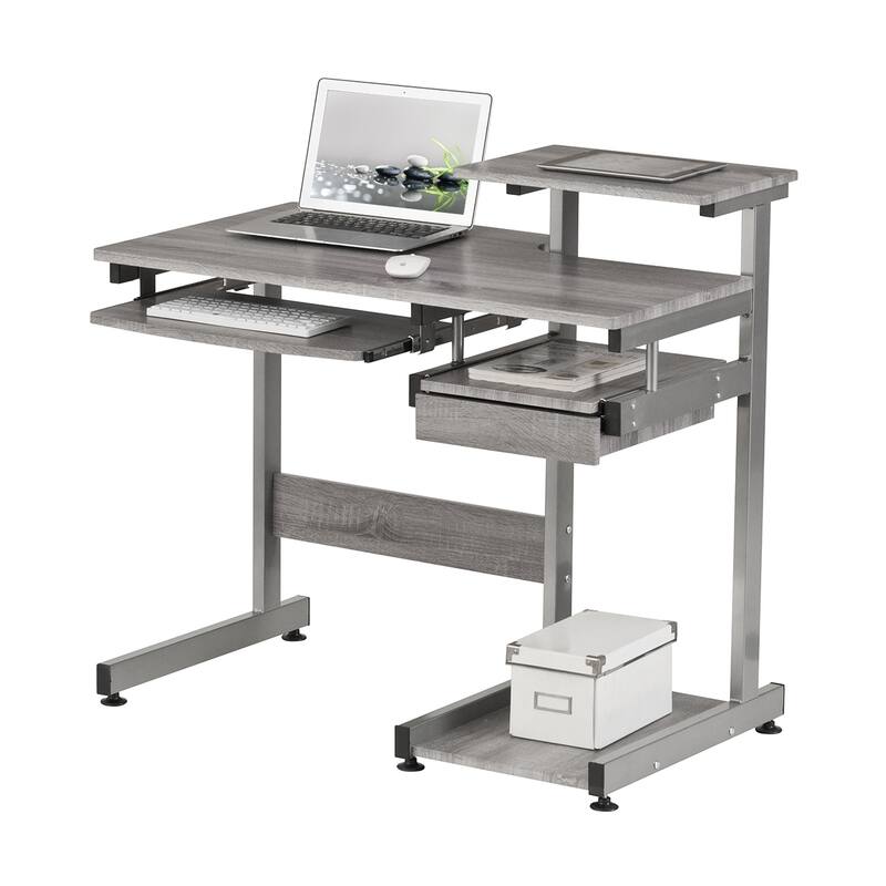 Space-Saving Computer Desk with Keyboard Shelf, CPU Storage, and Moisture-Resistant Wood Finish for Home Office