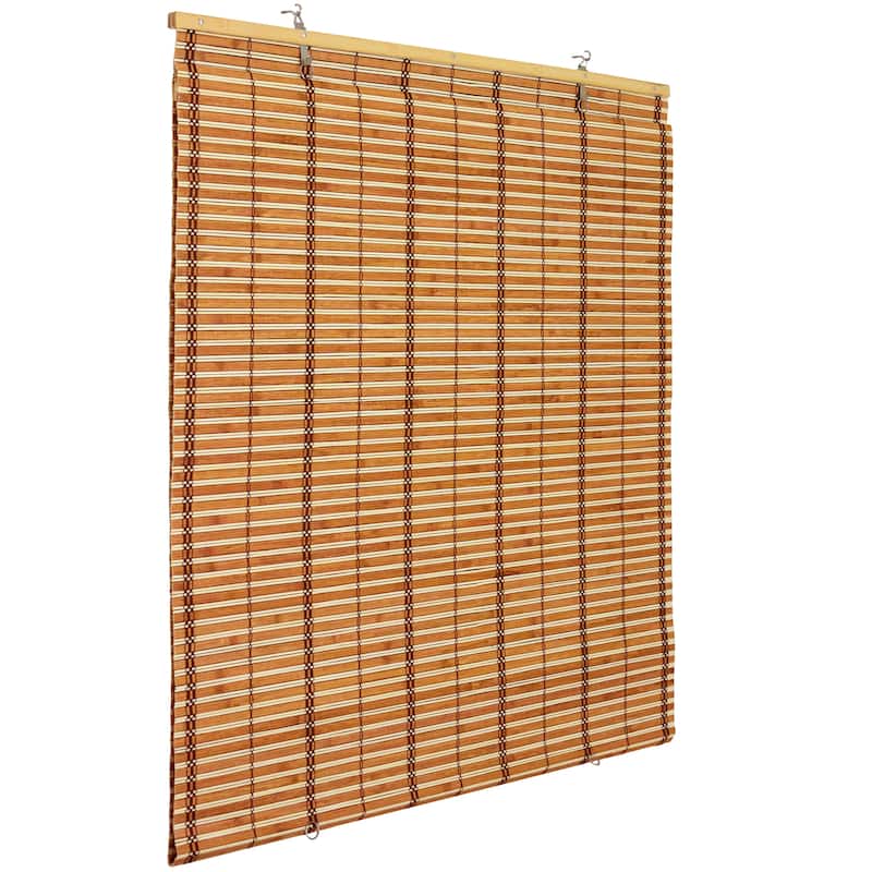 Burnt Bamboo Cordless Window Shade - Two-tone Honey