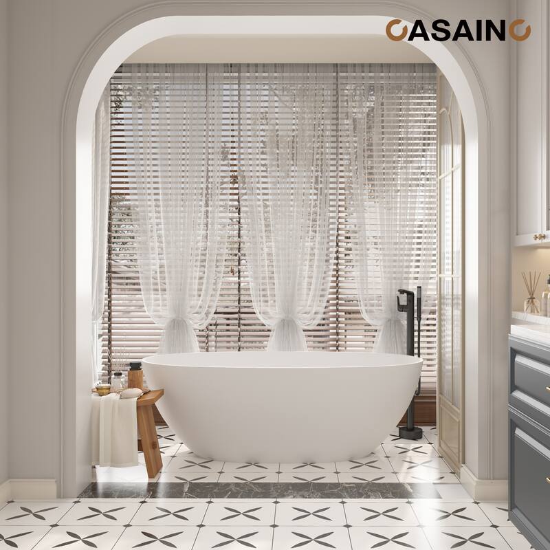 CASAINC Single-Handle Freestanding Floor-Mount Roman Tub Faucet with Handheld Shower