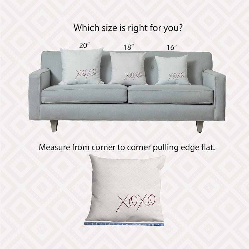 XOXO with Hearts Valentine's Day Decorative Indoor Pillow