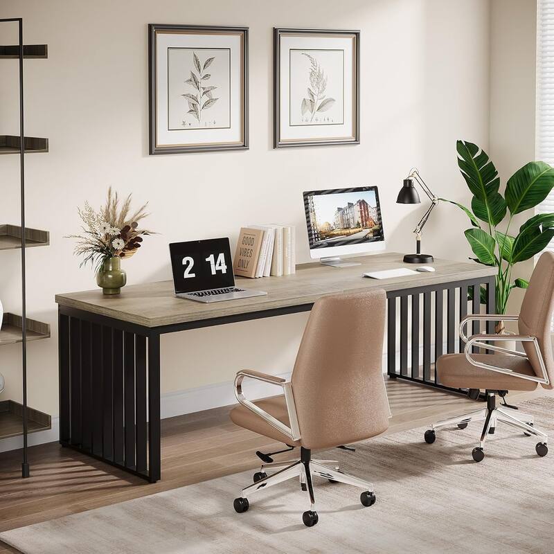 78.74" Extra Long Computer Desk, Double 2-Person Desk, Workstation Writing Study Table for Home Office