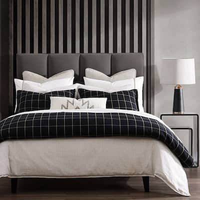 HiEnd Accents Windowpane Plaid Modern Rustic Bedding 3 Piece Comforter Set