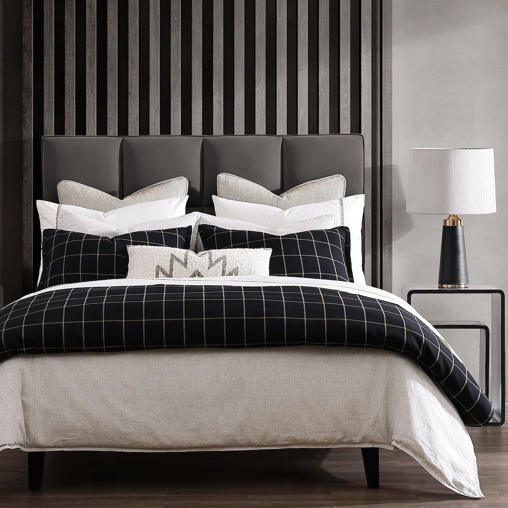 HiEnd Accents Windowpane Plaid Modern Rustic Bedding 3 Piece Comforter Set