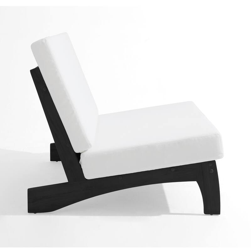 Beach-Style Outdoor Acacia Club Chair Set Loveseate with Plush All-Weather Cushions