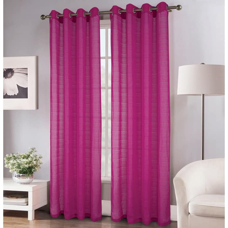 Erica Striped Doily Single Grommet Curtain Panel - (1x) 54 x 90 in. - (1x) 54 x 90 in.