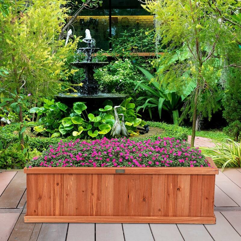 Wooden Decorative Planter Box for Garden and Window Display - 40" x 12" x 12" - Brown