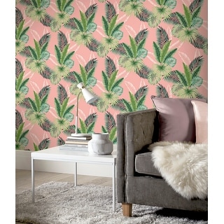 Miami Tropics Leaf Wallpaper - On Sale - Bed Bath & Beyond - 35891351