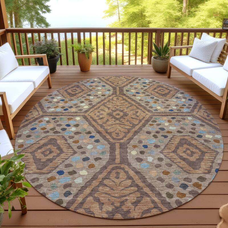 Machine Washable Indoor/ Outdoor Global Nipsey Chantille Rug - Copper - 8' x 8'