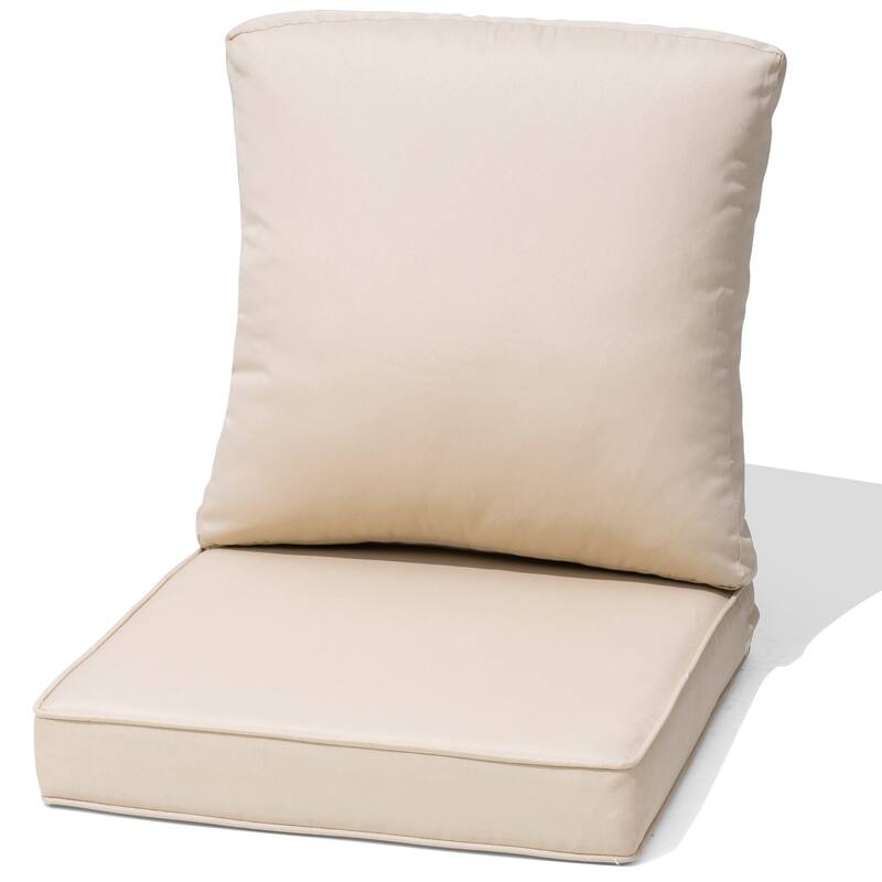 22''D x 21''W x 3.5''T Patio Fabric Outdoor Seat Cushions Set (Seat & Back) - Beige - 1PC