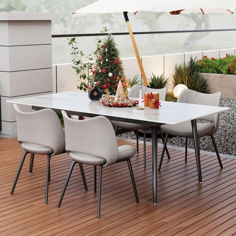 70.8-inch Outdoor Rectangular Sintered Stone Dining Table - 70.8"Wx35.4"Dx29.5"H