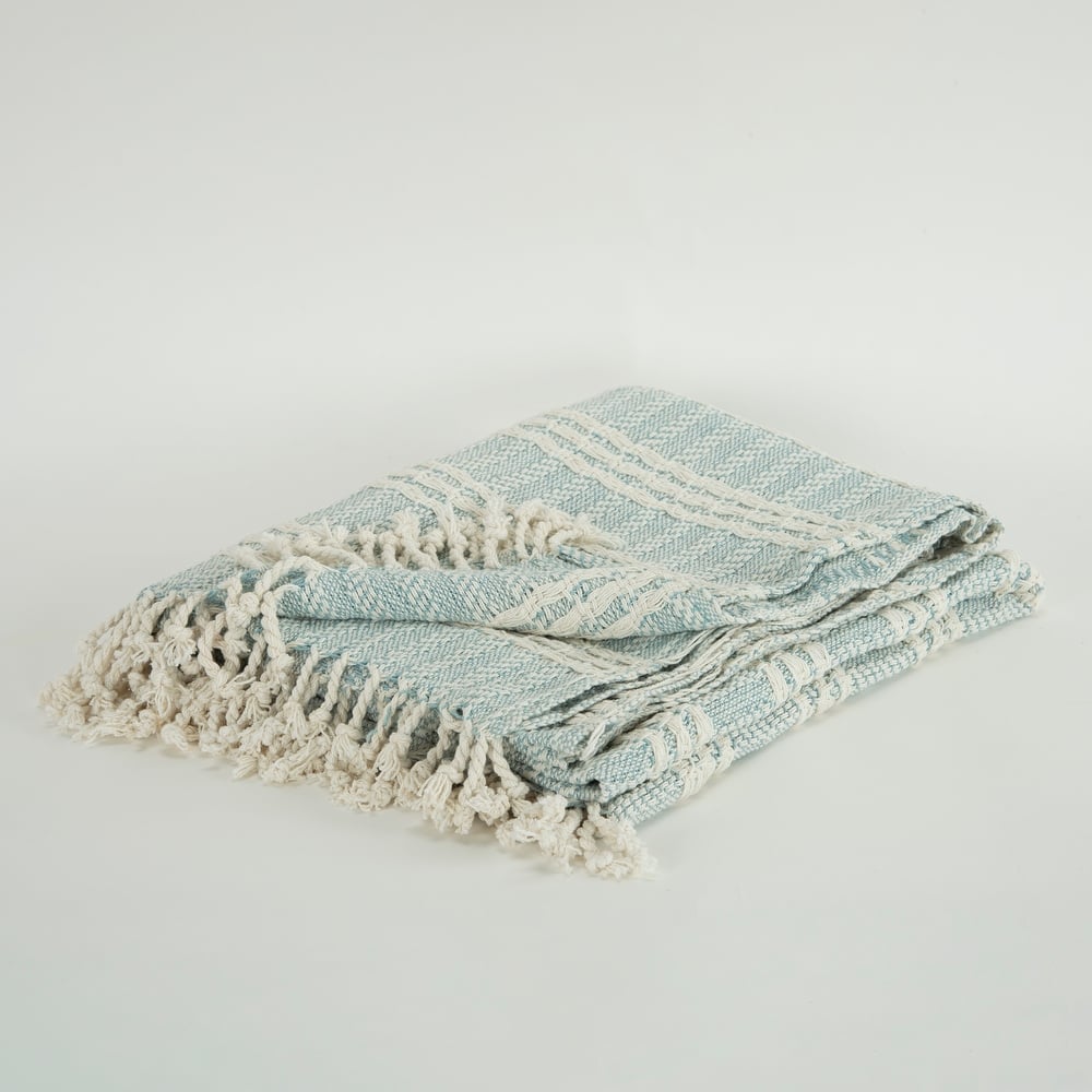 Rizzy Home Hand-made Modern Striped Throw Blanket