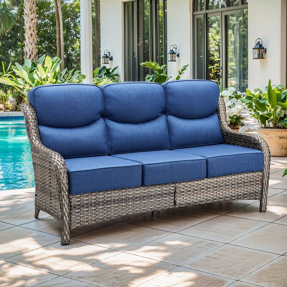 Gymojoy 72'' 3-Seat Outdoor Durable Sofa with 6-Inch Ultra-Plush Cushions & Water-Resistant Olefin Fabric