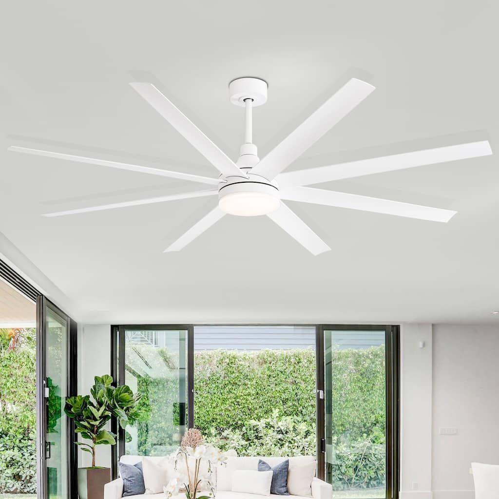 72 Inch White/Black LED Ceiling Fan with Light Remote(8-Blade)