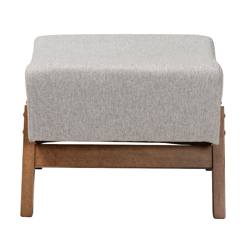 Hanson Mid-Century Modern Fabric Upholstered Wood Ottoman